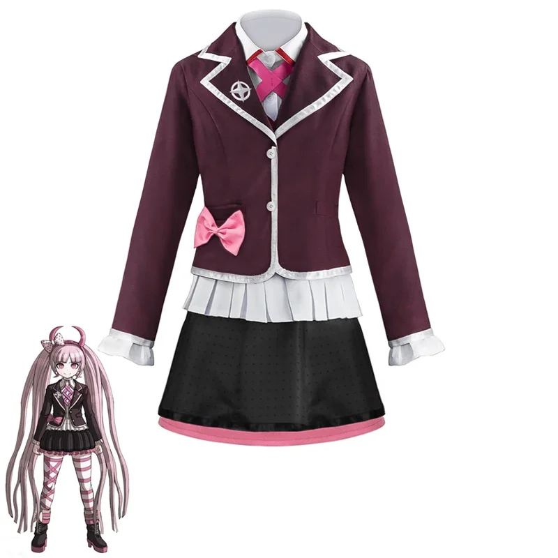 Danganronpa Utsugi Kotoko Full Cosplay Costumes Including Pink Wig Demon Headdress