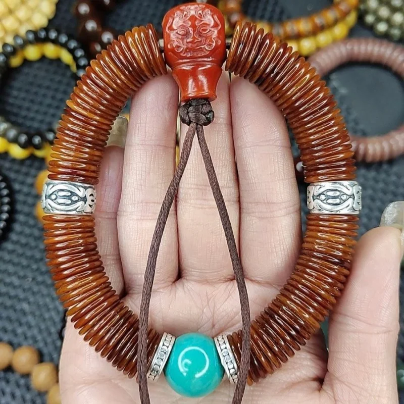 New bone 108-piece 15mm ethnic hand-held bracelet men and women with patina