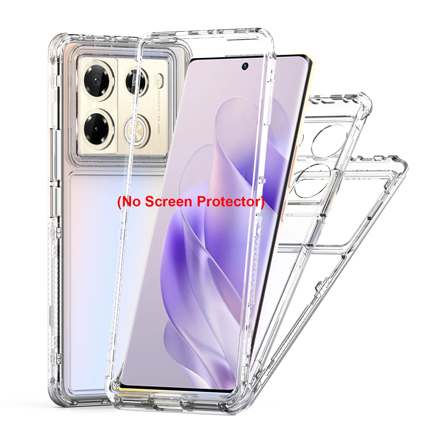 3 in 1 Hybrid Armor Shockproof Case For Infinix Note 40Pro Plus GT 20 Pro Hard Plastic Frame Transparent TPU Back Cover Fundas