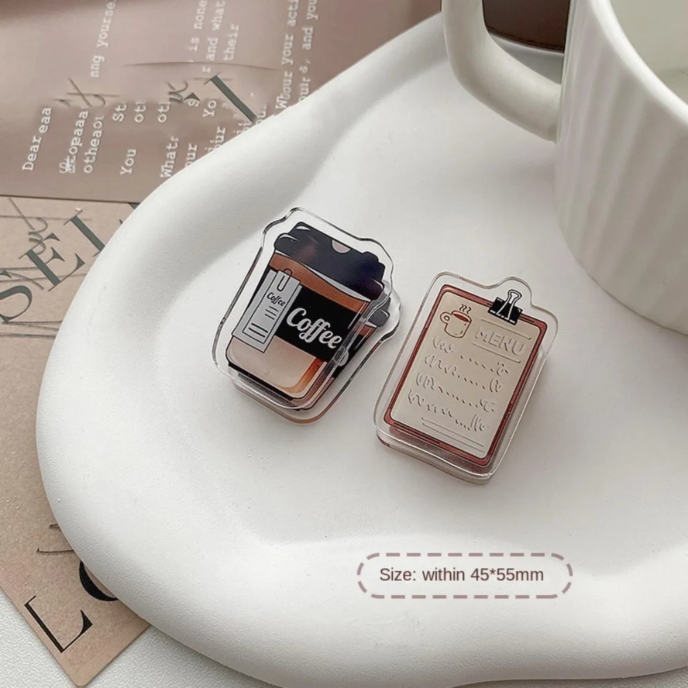 Binder Clips Kawaii Coffee Acrylic Clips Stationery Vintage Stationery Test Paper Clip Coffee Cup Creative Coffee Paper Clip