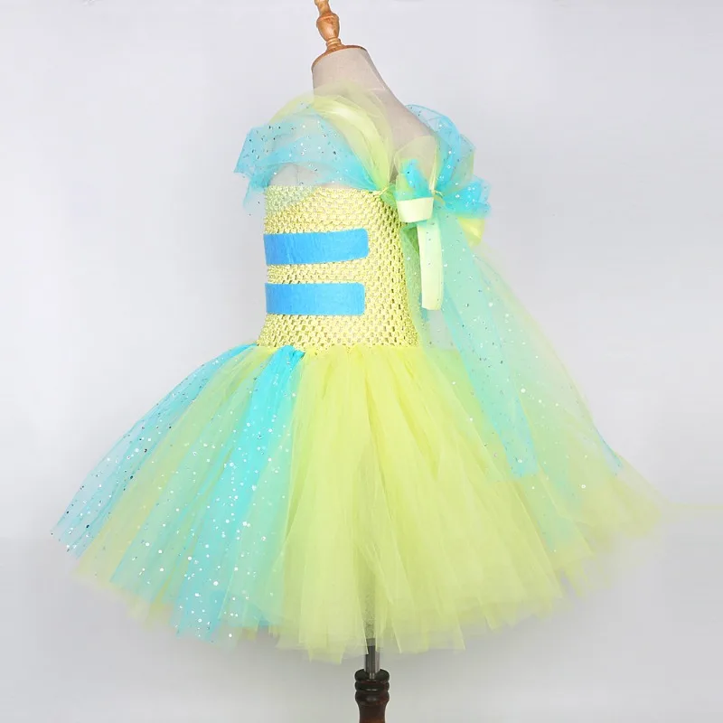 Princess Tulle Tutu Dress Fluffy Mesh Sleeveless Bow Decor Formal Gown Birthday Holiday Halloween Cosplay Wedding Party Outfit