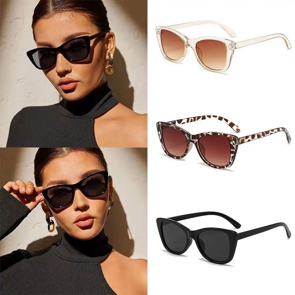 Brand Designer Street Photo Props Cat Eye Sunglasses UV400 Protection Vintage Outdoor Shades Gradient Leopard Eyewear for Women