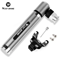 WEST BIKING Bicycle Pump Mini Portable 160PSI Aluminum Alloy Non Slip Handle for MTB Road Bike Balls With Ball Needle & Brackets