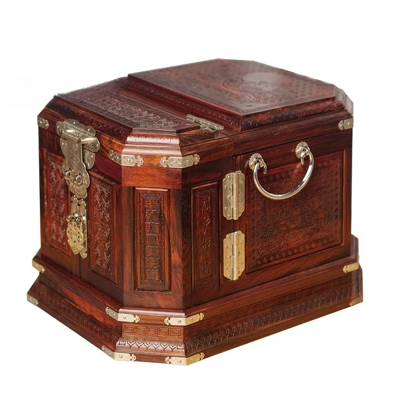 

Mahogany jewelry box hand jewelry storage wedding dowry dresser box retro solid wood mirror box