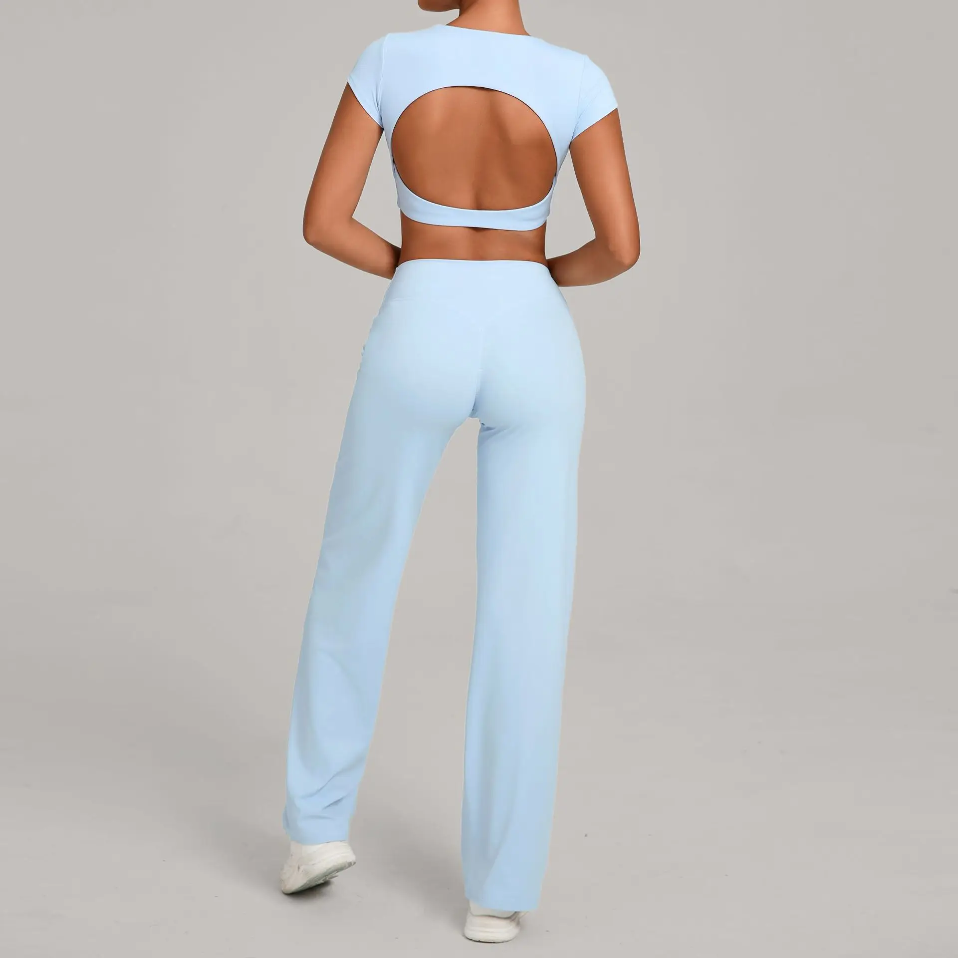 2 Piece Women's Yoga Set Backless Quick-drying Straight-leg Leggings Exercise Fitness Suit Women Outdoor Workout Running Clothes