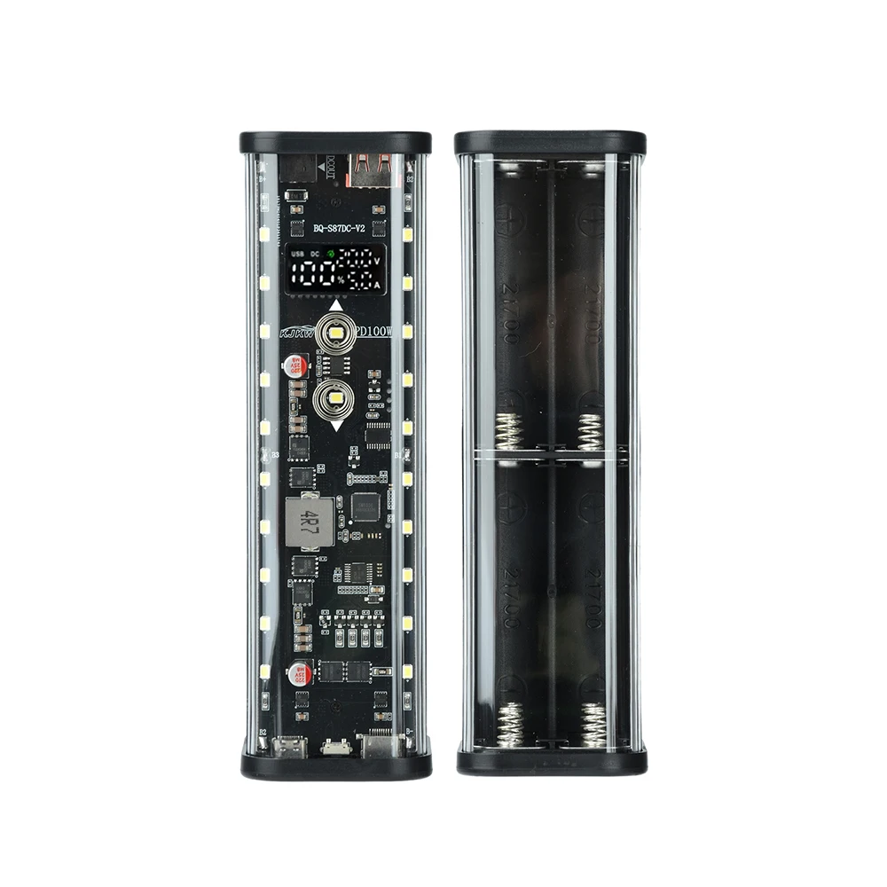 100W PD3.1 Transparentes DIY Powerbank-Kit, 8-Zellen 21700, lötfreier Batteriehalter, DC-Spannung einstellbar, Schnellladebox – Detail 32