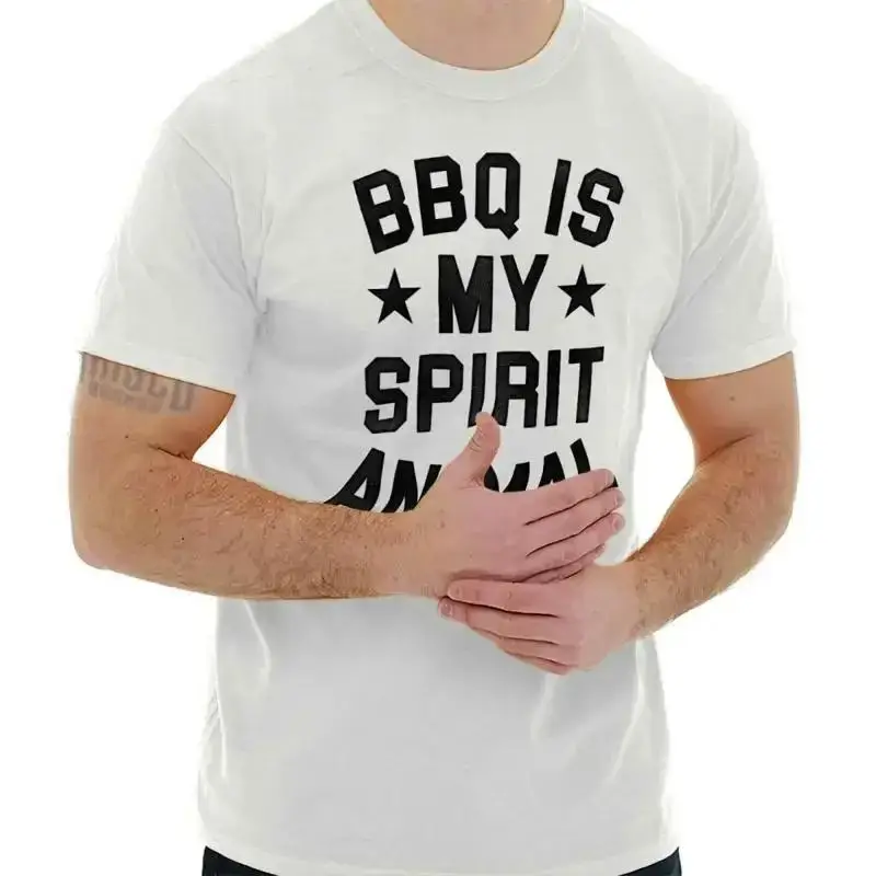 Funny Grilling Humor BBQ Is My Spirit Animal Womens or Mens Crewneck T Shirt Tee