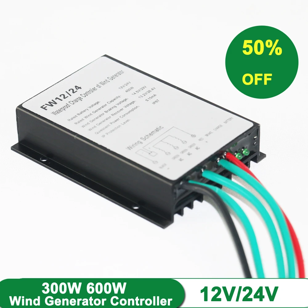 Wind And Solar 300W 600W 12V 24V AUTO Manual Brake Wind Charger Controller Regulator for Residential Wind Turbine Home Use