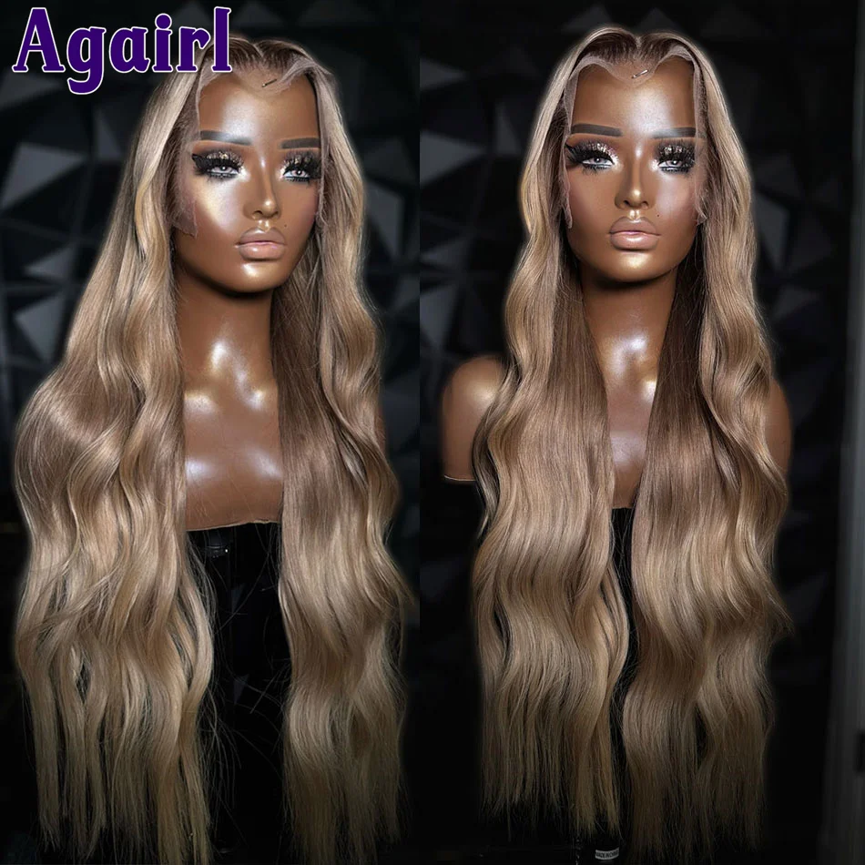 

13X4 13X6 Lace Frontal Wig Brazilian Body Wave Human Hair Wig For Women Ash Honey Blonde Colored PrePlucked 6X4 Lace Closure Wig