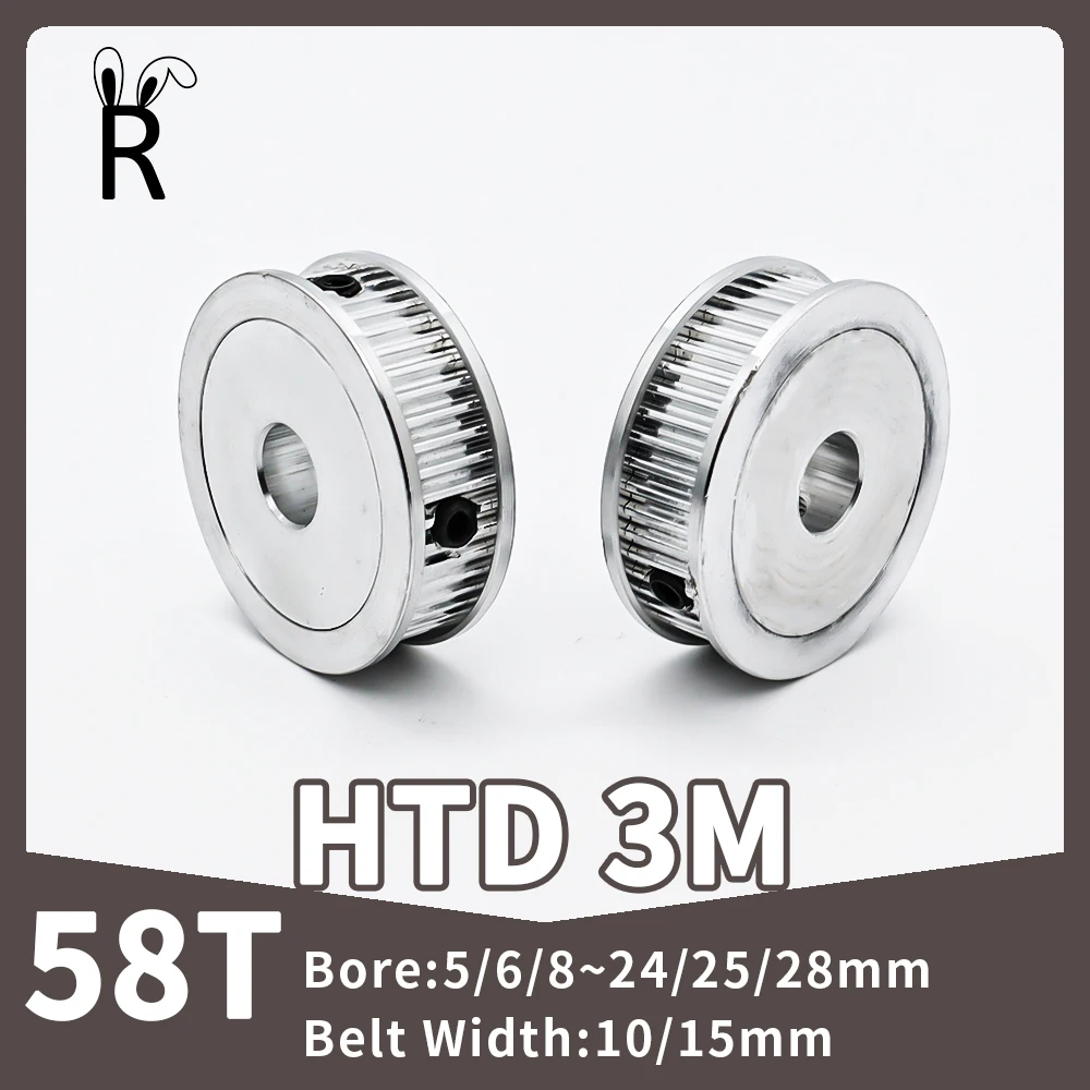 

58Teeth HTD 3M 58T Pulley Wheel Belt Pulley Bore5/6/8~24/25/28mm 3M 58 Belt Width 10/15mm Synchronous Pulley HTD3M Timing Pulley