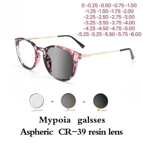 Gafas para miopía con montura ovalada pequeña Retro, montura de gafas con grado redondo, gafas para miopía para mujer de 0-1,0 1,5 2,0 2,5 a-6,0