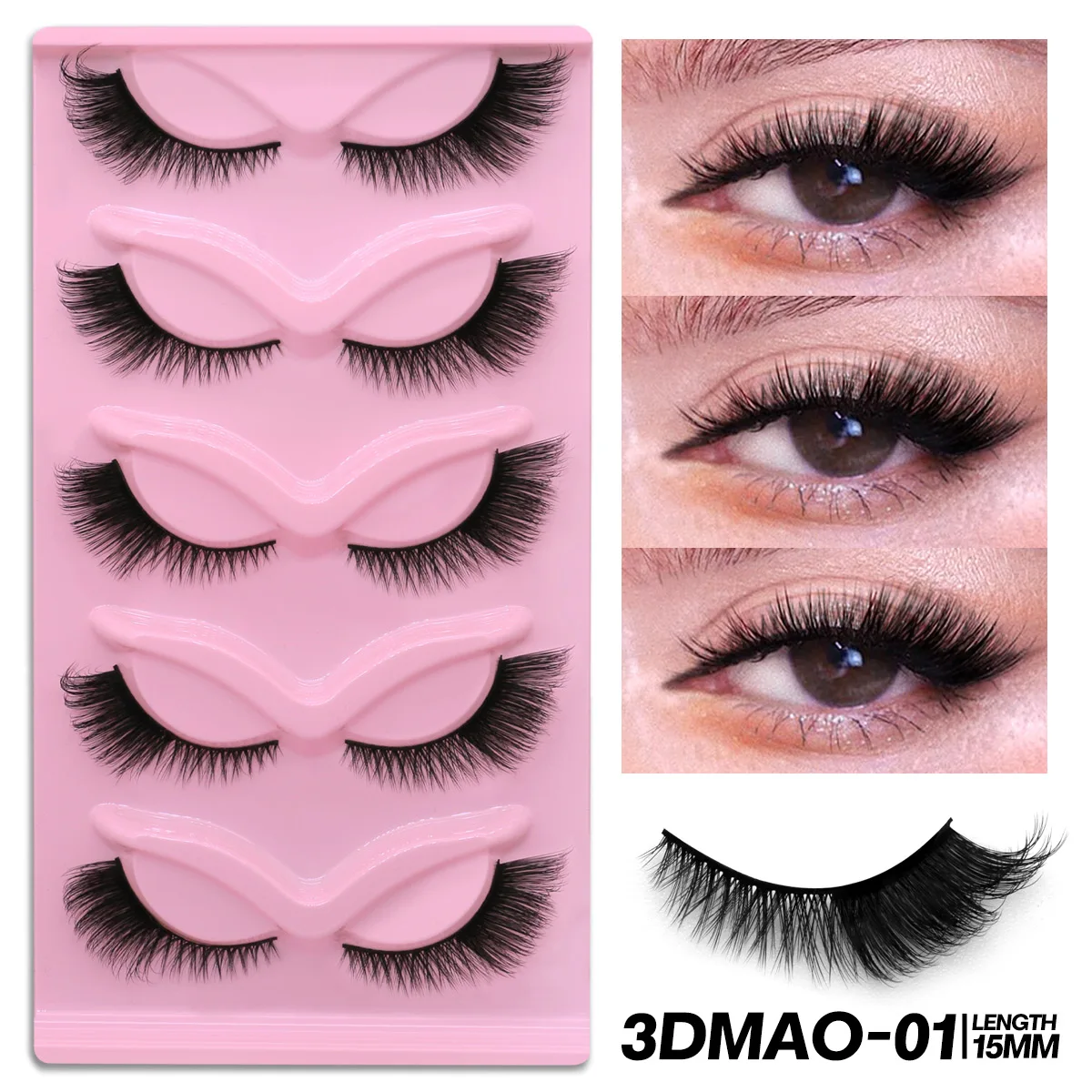 Cat Eye Lashes Mink Eyelashes 3D Curl Winged Natural Realistic Messy End Eye ElongaCat Eye Lated False Eyelashes Soft Fake Lashe