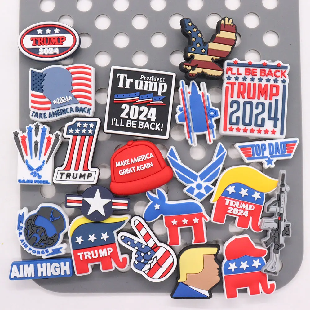 1-21Pcs Race for President 2024 Shoes Charms Make America Great Again Button Decorations DIY Man Special Party Gifts