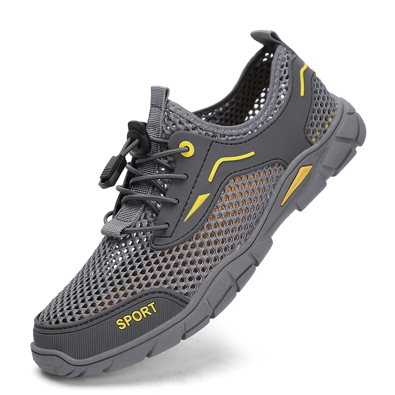 Summer Men's Mesh Hiking Shoes Fashion Mountaineering Breathable Upstream Sneakers Anti Slip Outdoor Travel Drive Casual Shoes