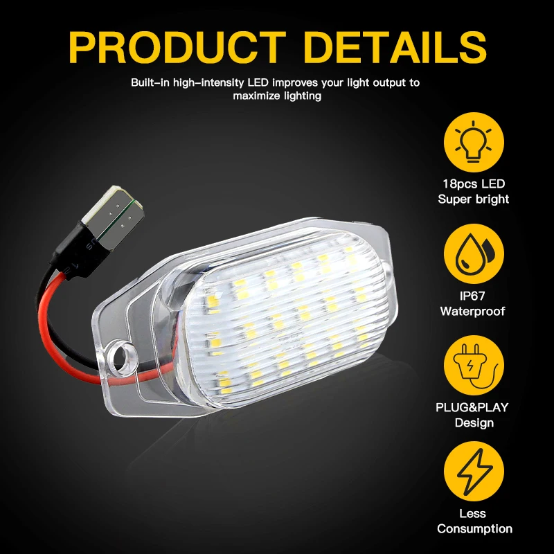 2PCS LED License Number Plate Lights Canbus For Lexus LX450 96-98 For Toyota Land Cruiser FJ80 91-97 FJ Cruiser XJ10 GSJ15 07-14 view 4