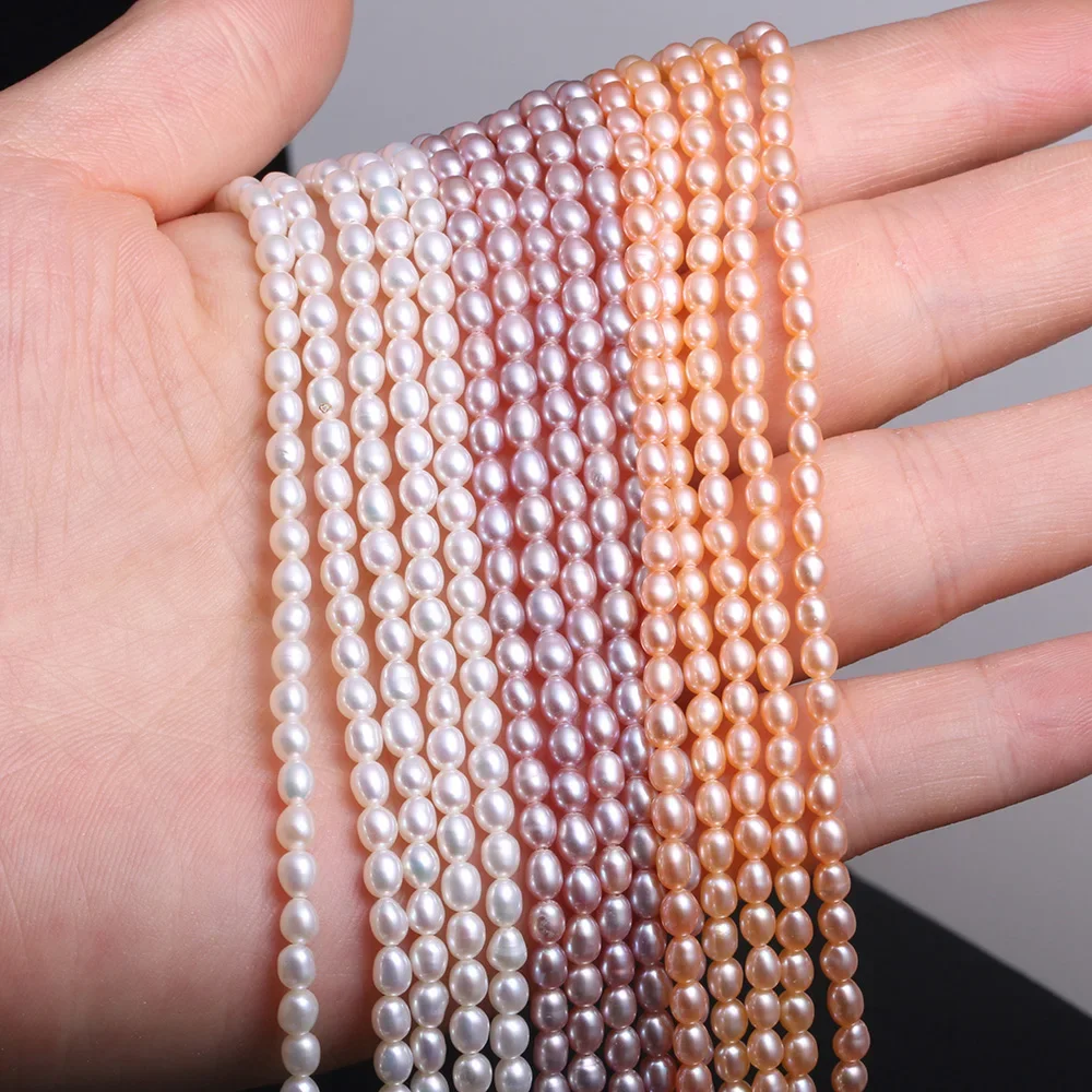 Natural Freshwater Pearl Beaded High Quality Rice Shape Punch Loose Beads for Make Jewelry DIY Bracelet Necklace Accessories