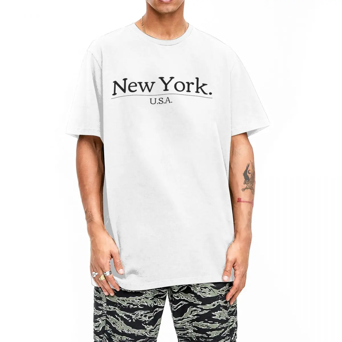 New City York T-Shirt Beach USA America United States Awesome T-Shirts Cotton Harajuku Tshirt For Men Short-Sleeved Custom Tees