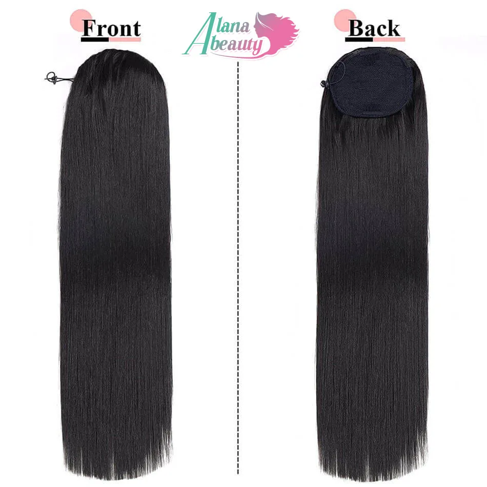 الاصطناعية مستقيم الرباط ذيل حصان طويل الألياف العضوية الحيوية ذيل حصان رقاقة في الشعر التمديد البرتقال شريط مطاطي ذيل حصان