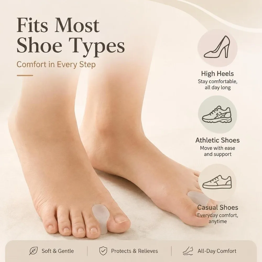 1 Pair Moisture Resistant Big Toe Separator I-Shaped Structure SEBS Toe Spacer Reusable Soft Flexible Bunion Relief Corrector