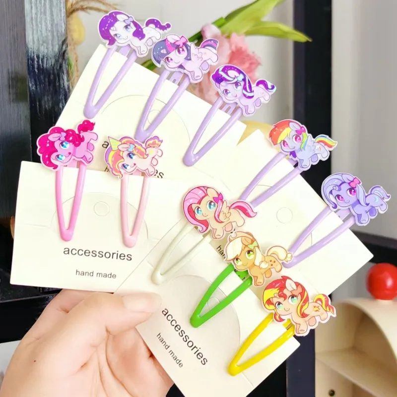

10Pcs My Magical Little Ponys Cute Cartoon Straight Edge BB Hair Clips for Women Fashion Side Hairpins Broken Hair Bangs Clips
