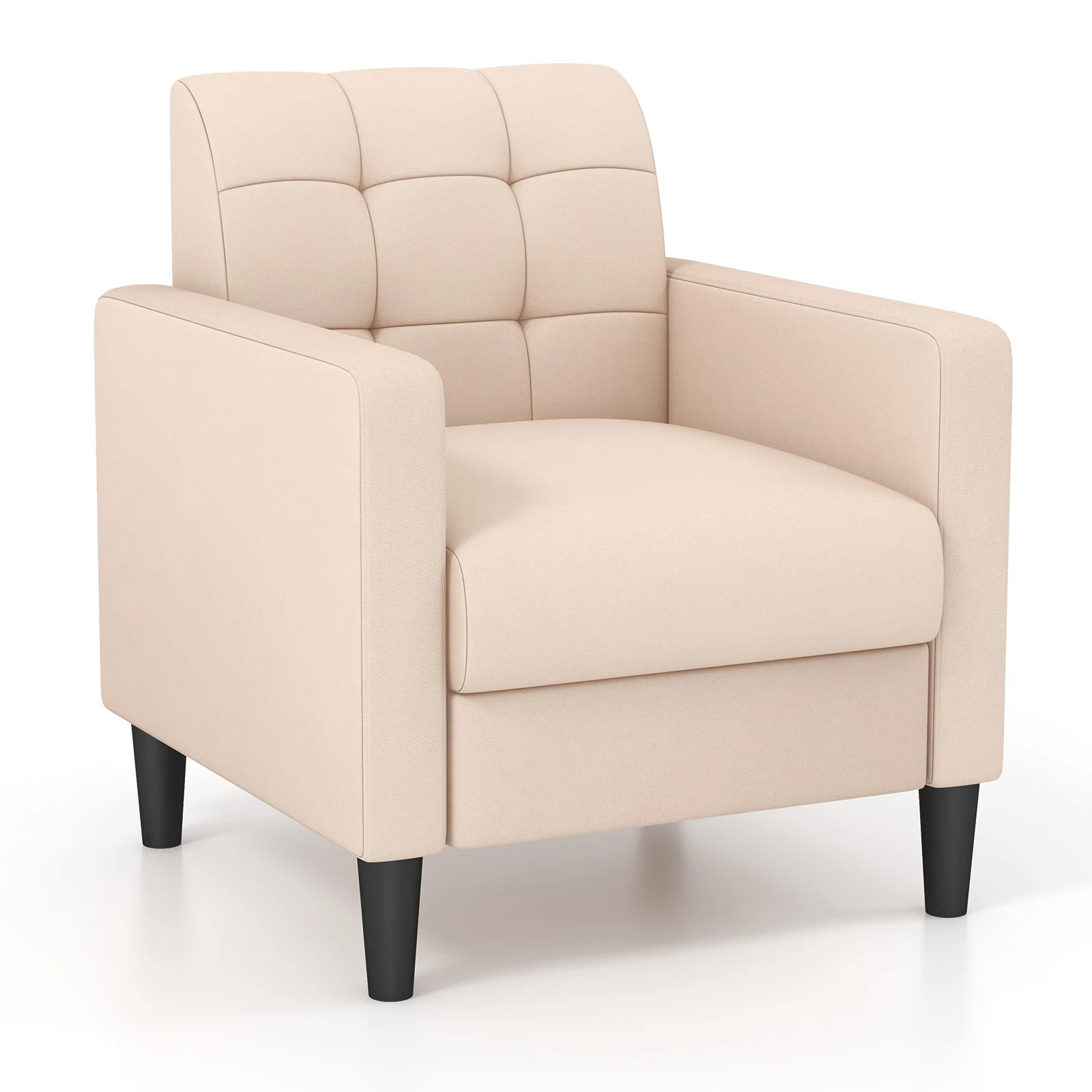 Butacas de Salon Terciopelo, Tapizado con Respaldo Capitoné, Sillones Nordico Dormitorio, 69 x 68 x 79,5 cm, Sillon Orejero Salon Dormitorio, Beige