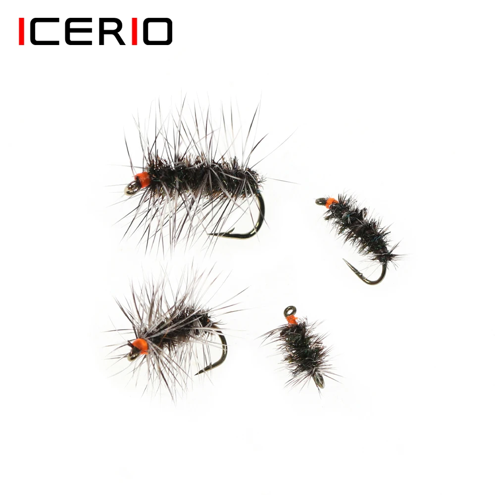 ICERIO 9pcs 14# 16# 18# 10# Dry Fly Griffith Gnat Midge Fly Imitates Insects for Trout Rainbows Steelhead Grayling Fishing Lure