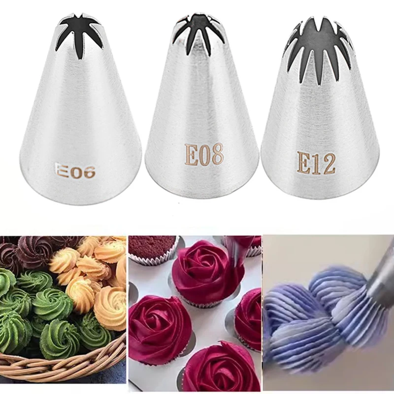 

1/3pcs Piping Nozzles Set Stainless Steel Icing Nozzles Cream Cake Piping Tips For Dessert Biscuit Cup Cake, Kitchen Accessories