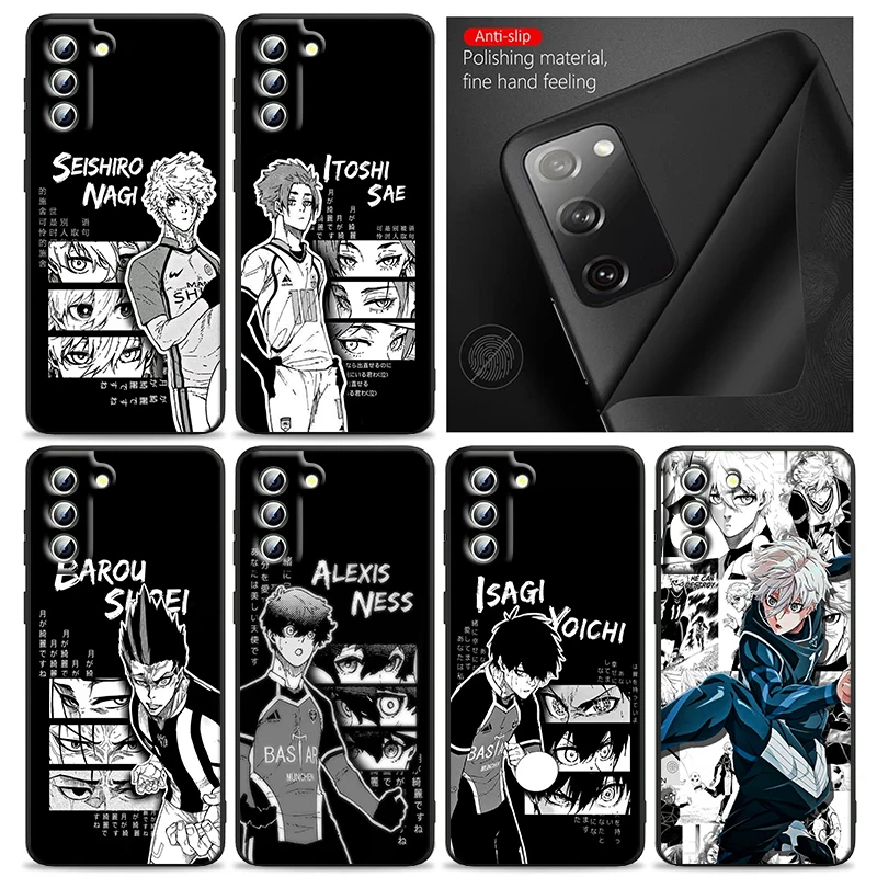 BLUE LOCK Anime Phone Case For Samsung S24 S23 S22 S21 S20 FE S10 S10e Ultra Plus Lite Black Soft Cover