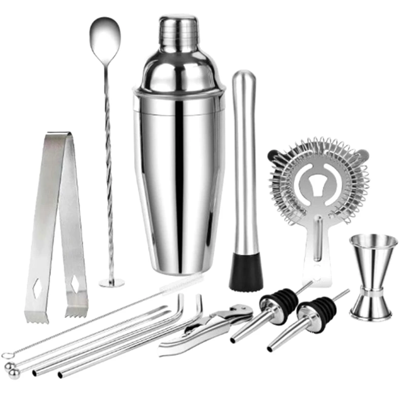 

14Pcs Bartender Kit Stainless Steel Bar Tool For DIY Bartending Home Made Cocktails Accessory-350Ml