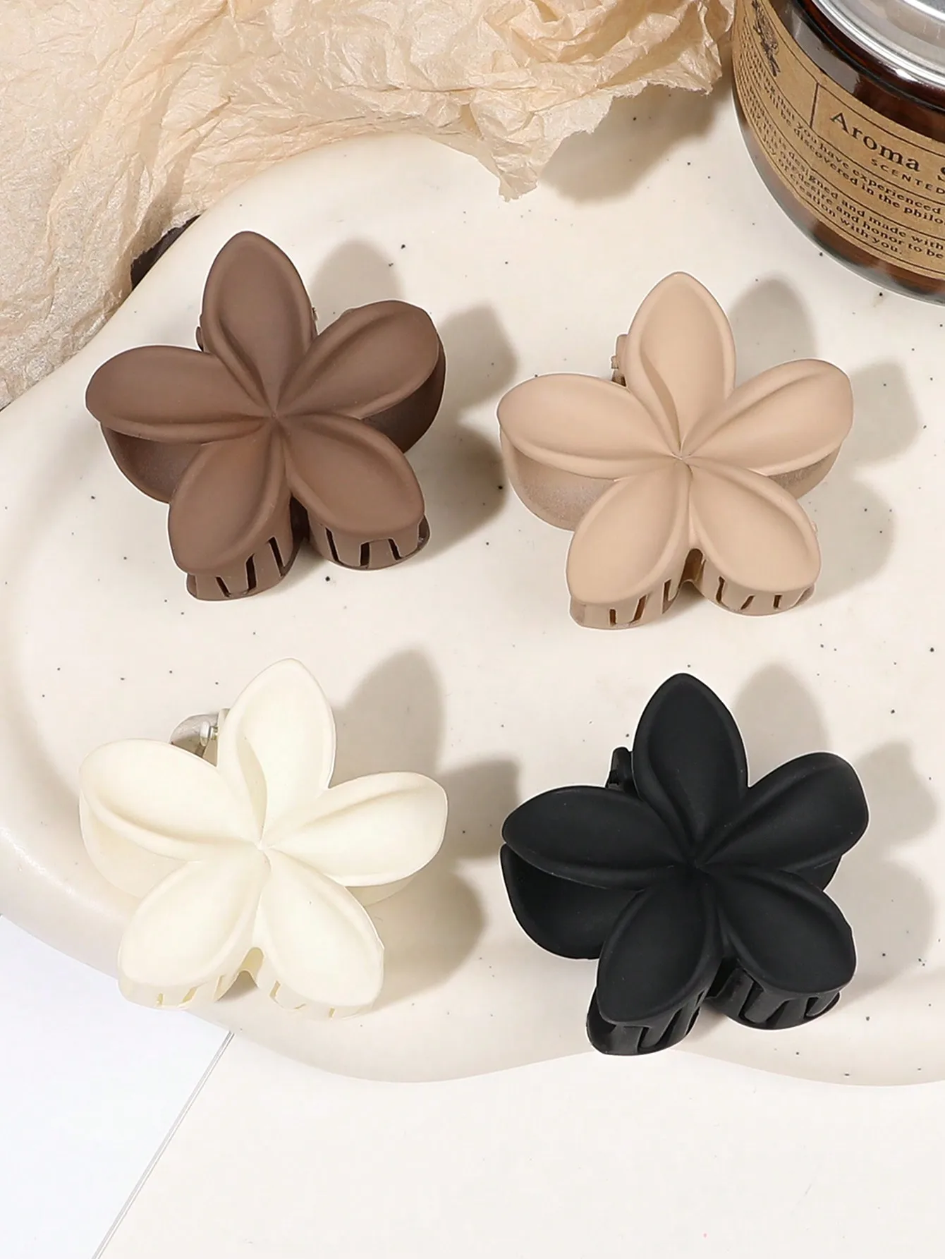 4 Stück mehrfarbige Blumen-Haarklammern für Frauen und Mädchen, rutschfest, niedlich, modisch, Haarschmuck, kleine Haarnadel, Krabben-Haarspange-Stil – Detail 3