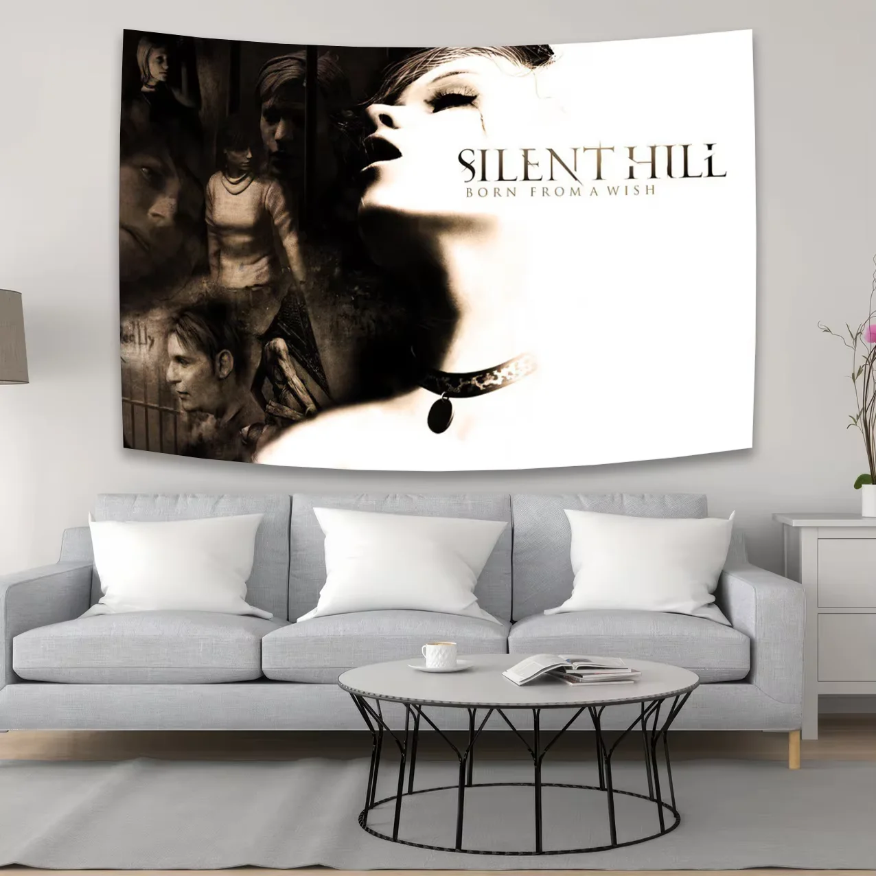 VIKAMA Silent Hill Mysterious Dream Tapestry Scandinavian Ins Style Ink Pattern Living Room Bedroom Decorative Wall Art