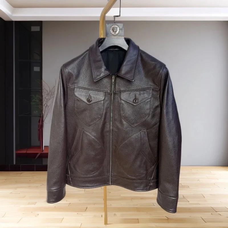 

Мужская кожаная куртка Spring Mendoza Farmer из натуральной кожи, повседневная, утепленная, в стиле Ame Kaki, с длинными рукавами, на молнии, цветная