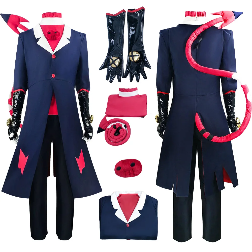 

Adult Blitz Cosplay Helluva Costume Uniform Anime Hazzbin Roleplay Coat Tail Pants Outfit Halloween Carnival Party Roleplay Suit