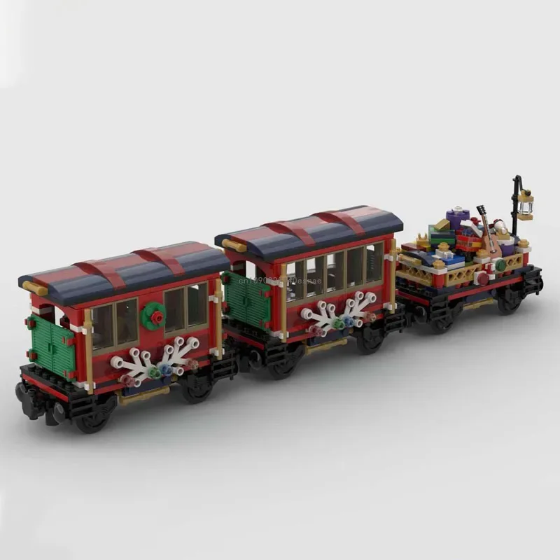 

Новые 563 детали MOC: Дополнительные вагоны для поезда 10254 «Зимние каникулы», конструктор DIY, игрушки из кирпичиков для детей, рождественские подарки