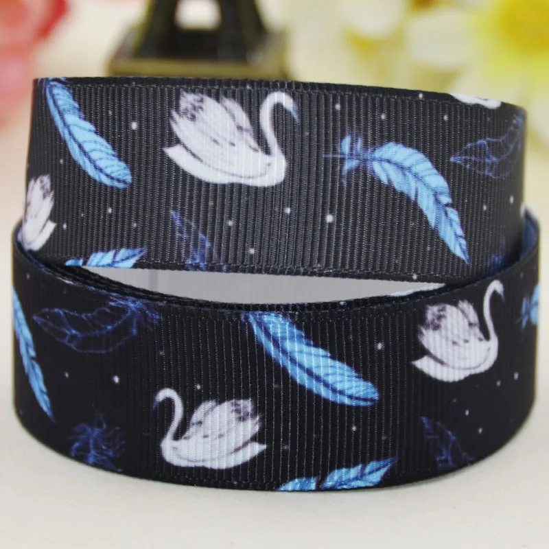 22mm 25mm 38mm 75mm Swan cartoon printed Grosgrain Ribbon party decoration 10 Yards satin ribbons