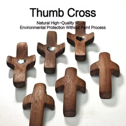 1pc Creative Olive Wood Handmade Crafts Art Handle Cross Gift Cross My Heart Encouragement Gift,American Walnut Handpiece Thumb