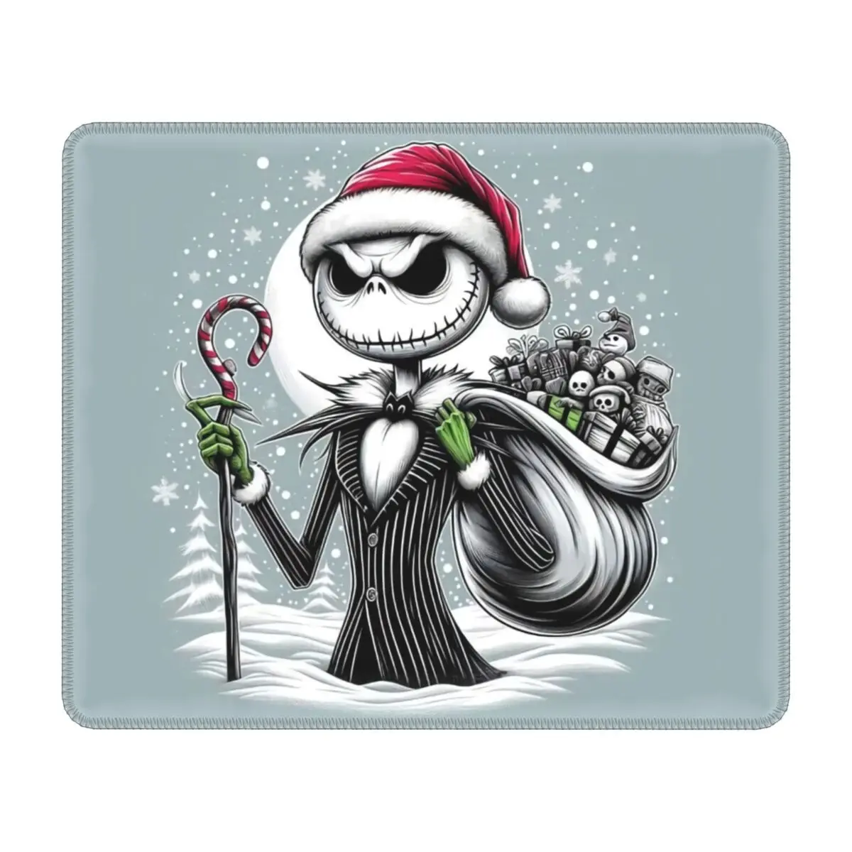 Custom Jack Skellington Halloween PC Desk Mouse Pad Mousepad with Stitched Edges Rubber Nightmare Before Christmas Mouse Mat