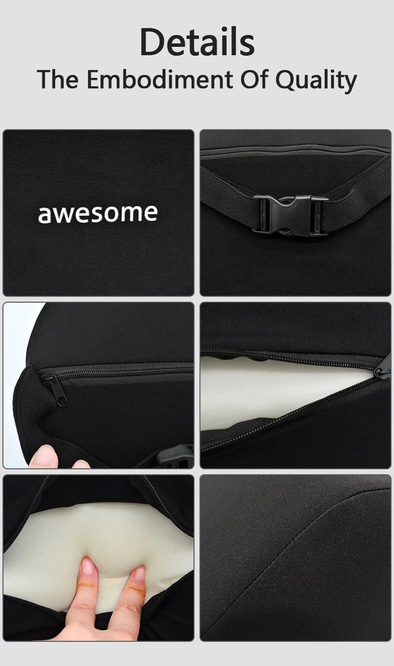 Auto Lendenwirbel Rückenstütze Kopfstütze Nackenkissen Memory Foam Lendenkissen Universal Weiche Nackenkissen Kissen Autositzkissen – Detail 7