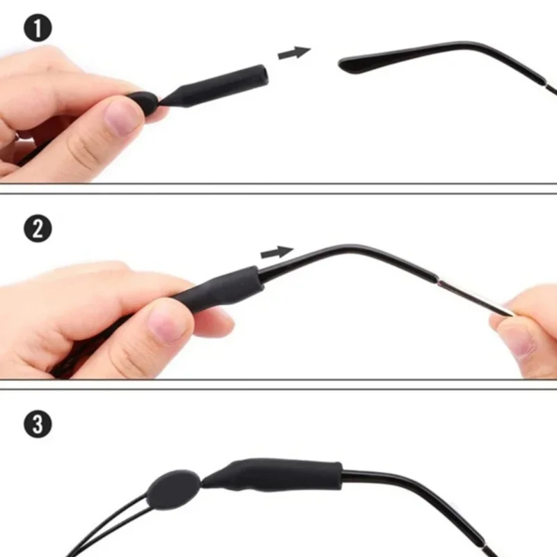 5 Stück universell verstellbare Brillenhalterung für Sport-Sonnenbrillen, rutschfestes Seil, Unisex-Gurt, Sicherheitsbrillenhalter, einziehbar – Detail 6