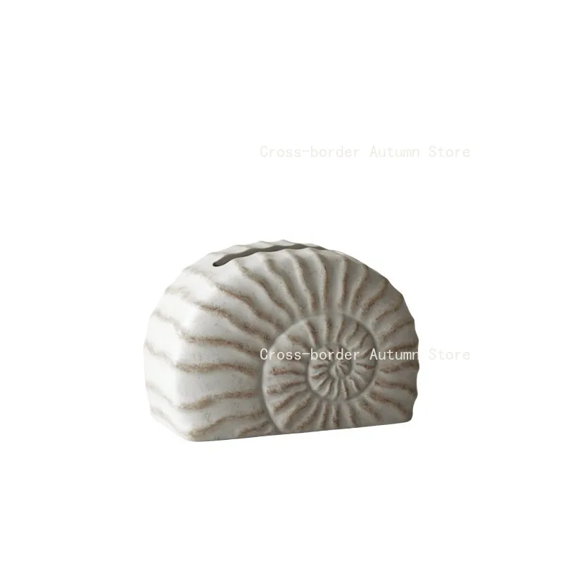 Wabi Sabi Conch Shaped Tissue Box Creative Home Desktop Napkin Holder Decor