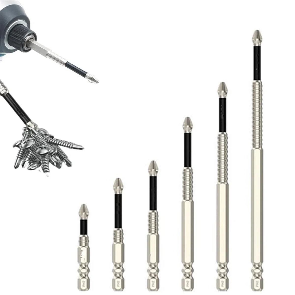 High- netic Screwdriver Drill Bit Set, 6PCS Anti-Slip  netic Screwdriver Bits, Electric Precision Screwdriver Set