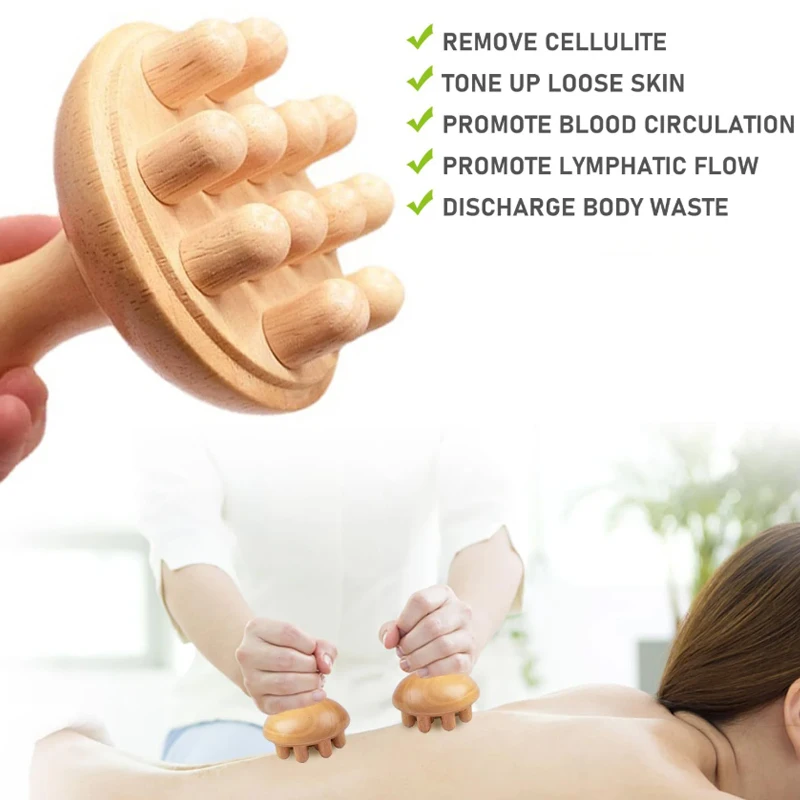 

Household Wooden Massage Roller Handheld Manual Body Massage Guasha Tool Full-body Hand Push Trigger Point Massager Women Men