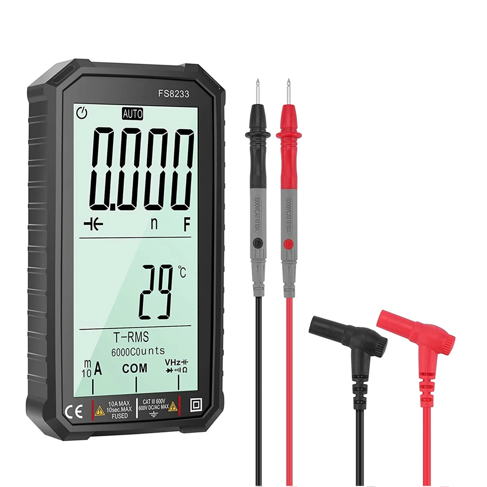 

4.7 Inch LCD Digital Multimeter TRMS 6000 Counts Voltmeter Auto-Ranging Fast Measures Voltage Current Amp Resistance