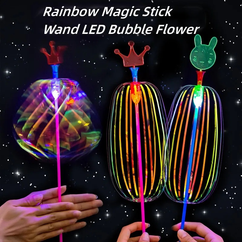 Magic Twist Bubble Wand Rainbow LED Glowing Stick para crianças, brinquedos luminosos coloridos, presentes de festa de casamento, 3 pcs, 5pcs