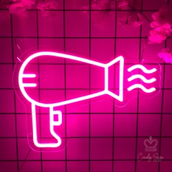 Hair Dryer Neon Sig Salon Decor Led Sign for Hair Beauty Salon Store Room Wall Decor Pink Neon Light Shop Signage