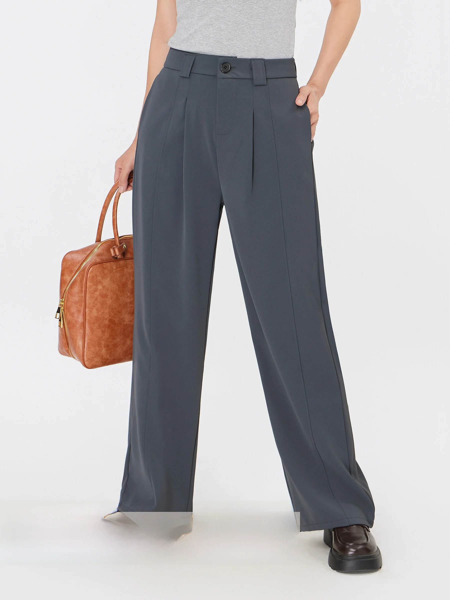 

Прямые брюки с высокой талией для женщин больших размеров, повседневные драпированные брюки Fem Body Pear Ape с высокой талией, утягивающие брюки