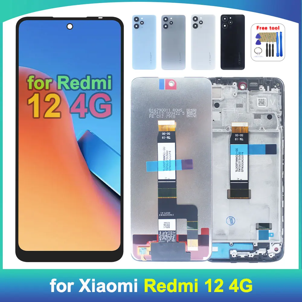 6.79" LCD for Redmi 12 4G Display Touch Screen Digitizer Replacement Assembly for Redmi 12 4G 23053RN02A 23053RN02Y