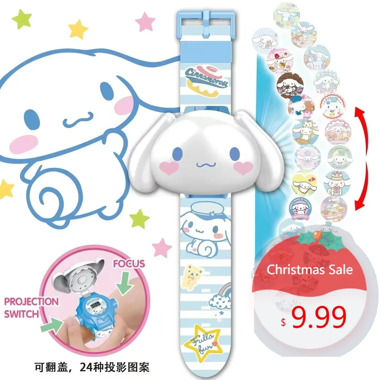 

Sanrio Peripheral 3D Projection Watch HelloKittys Kulomis Melodys Anime Toy Action FigureWatch Flip Popular Kawaii Kids Gift