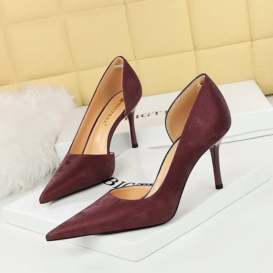 BIGTREE Shoes Retro High Heels Pointed Hollowed Out Single Shoes with Women Pumps Stilettos Heels 8 Cm Party Shoes Kitten Heels