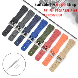 18mm TPU Resin Strap for Casio F-91W F-84 F-105/108 A-158/168 AE-1200/1300 Watch Band Waterproof Sport Bracelet Accessories